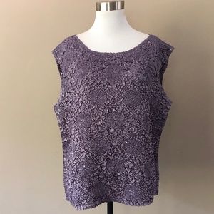 Carole Little XL Pullover Purple Scrunch Top NWT